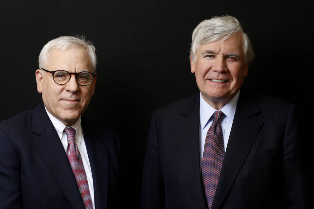 David Rubenstein, Co-CEO of Carlyle, (Left), and William Conway, Co-Founder of Carlyle. PHOTO: Getty