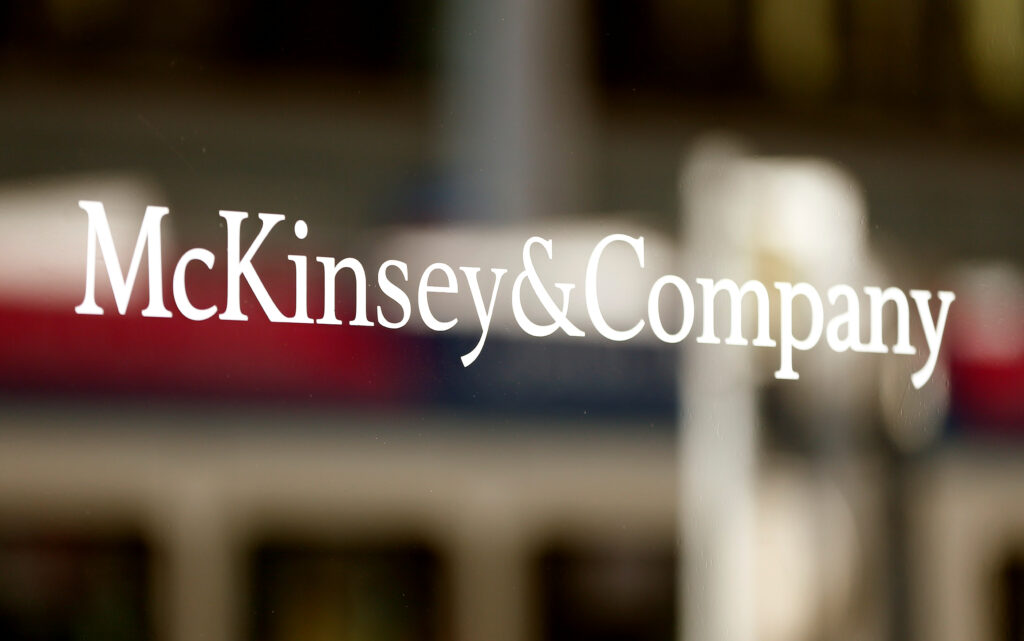 The logo of consulting firm McKinsey & Company is seen at an office building in Zurich, Switzerland. Photo: Arnd Wiegmann, Reuters