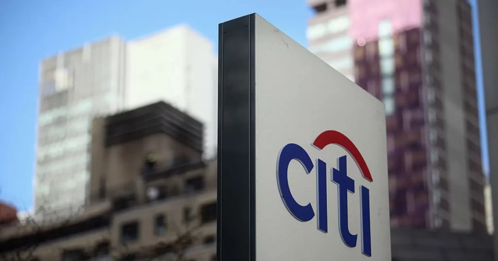 A Citi sign is displayed near Citibank headquarters in Manhattan. Photograph by Mario Tama/Getty Images