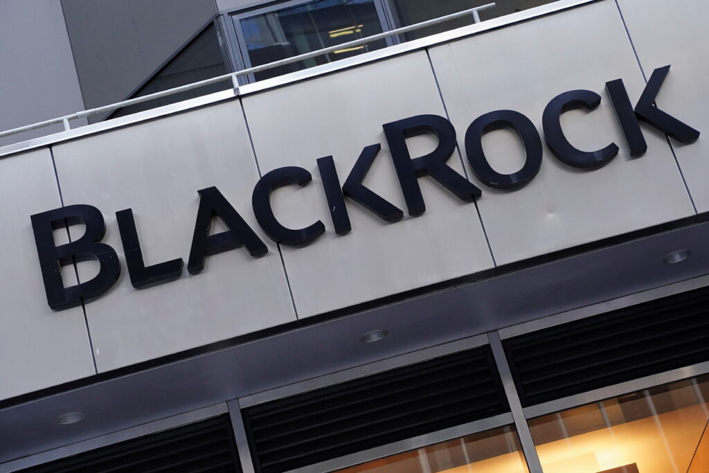 The BlackRock logo is pictured outside their headquarters in the Manhattan borough of New York City, New York, U.S. Photo: Carlo Allegri, Reuters