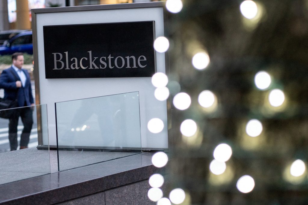 Signage is seen outside the Blackstone Group headquarters in New York City, U.S., January 18, 2023. Photo: Getty Images