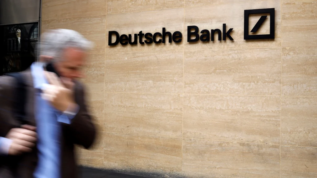 Deutsche Bank offices serve as a backdrop in light of investment fraud committed by a former employee. PHOTO: Getty Images/LPS