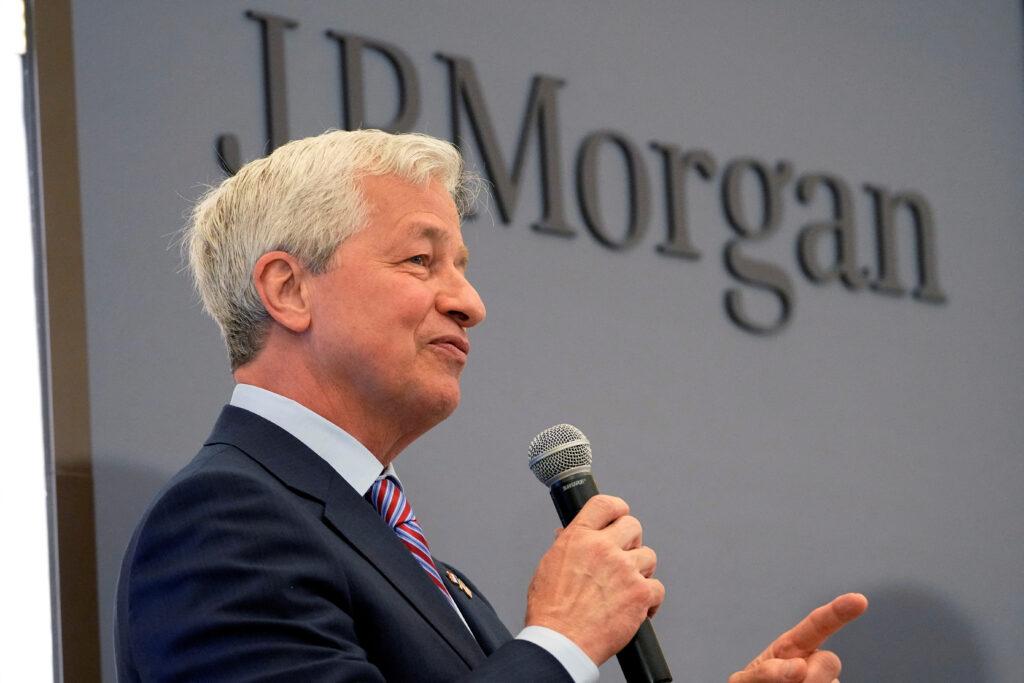 JP Morgan CEO Jamie Dimon delivers a speech. Photo: File Photo