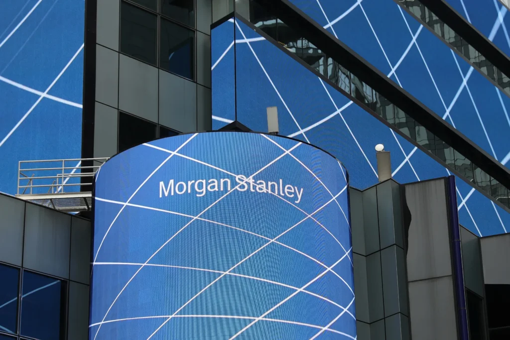 The corporate logo of financial firm Morgan Stanley is pictured on the company's world headquarters in New York, U.S. PHOTO: REUTERS/Shannon Stapleton
