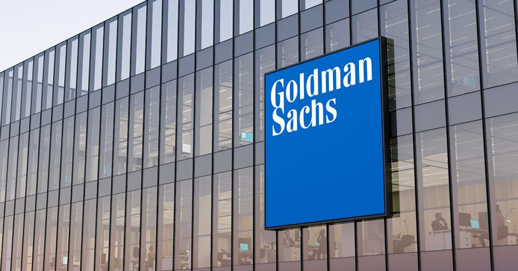 Goldman Sachs Signage Logo on Top of Glass Building. Workplace of Investment Banking Company Office Headquarters. Photo: Getty Images