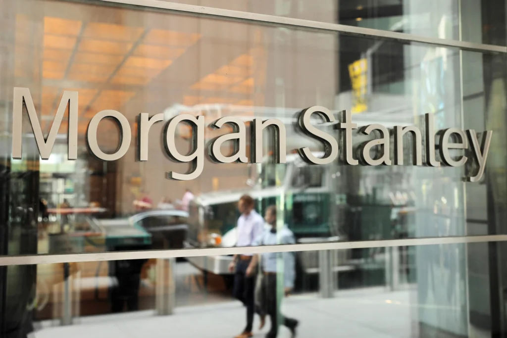 A sign is displayed on the Morgan Stanley building in New York, U.S. PHOTO: Lucas Jackson/Reuters