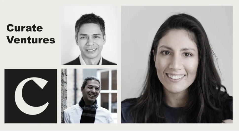 Curate Ventures Founding Partners (L-R): Darius Divwalla, Alex Kim, and Rebeca Guzman Vidal. Design: Krugman Insights