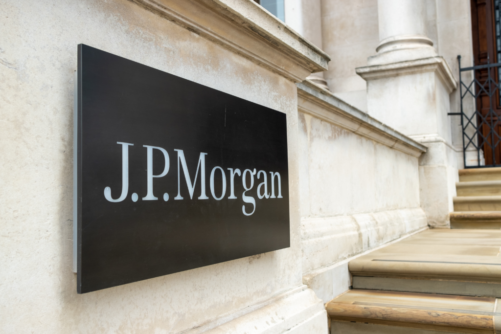 JP Morgan signage outside office. PHOTO: Shutterstock